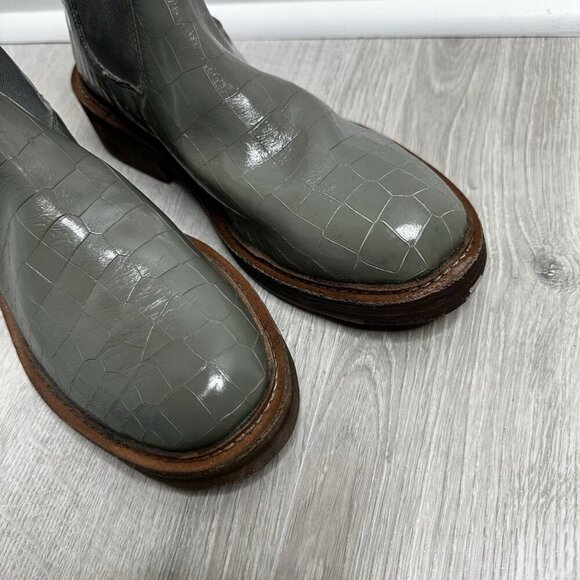 Free People Arlo Chelsea Ankle Boots Size 8.5 Storm Green Gray Leather Moto - Picture 4 of 10